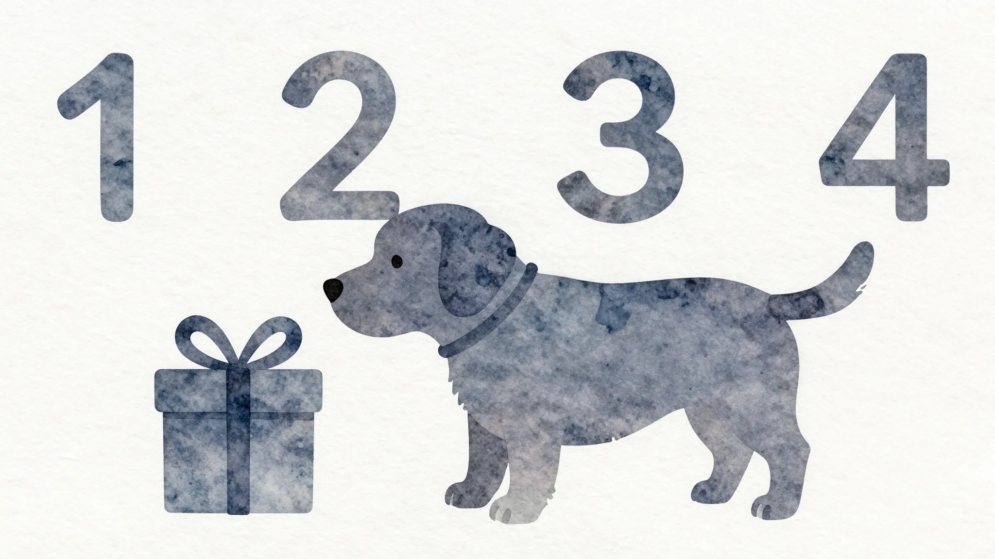 Watercolor style. A minimalist silhouette of a happy dog sni...