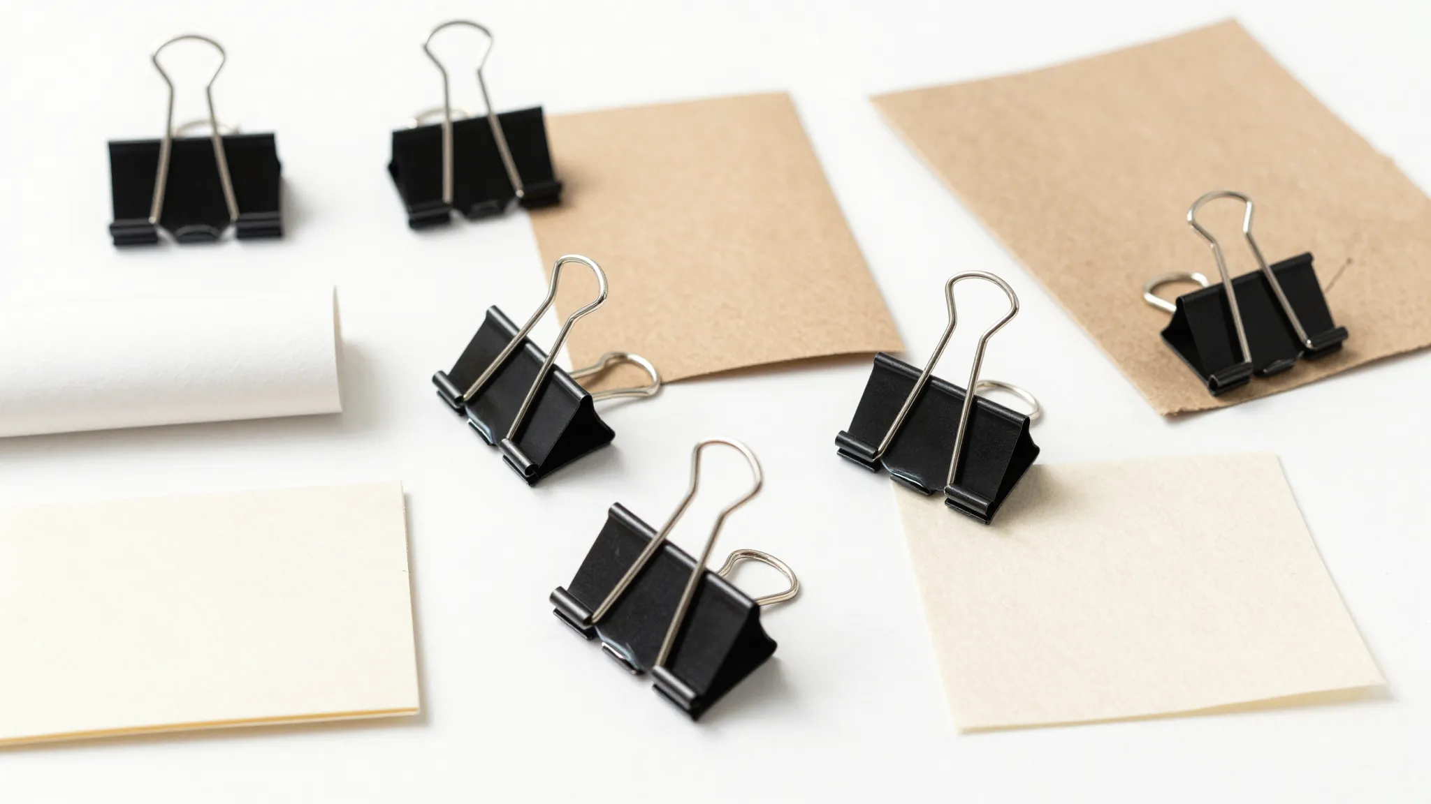 Watercolor style. Black metal binder clips 51 mm organizing ...