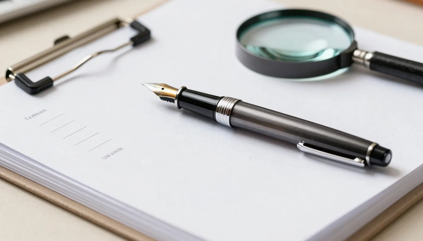 Watercolor style. A professional close-up of a fountain pen ...