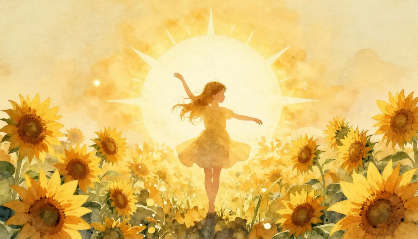 Watercolor style. A soft silhouette of a little girl dancing...