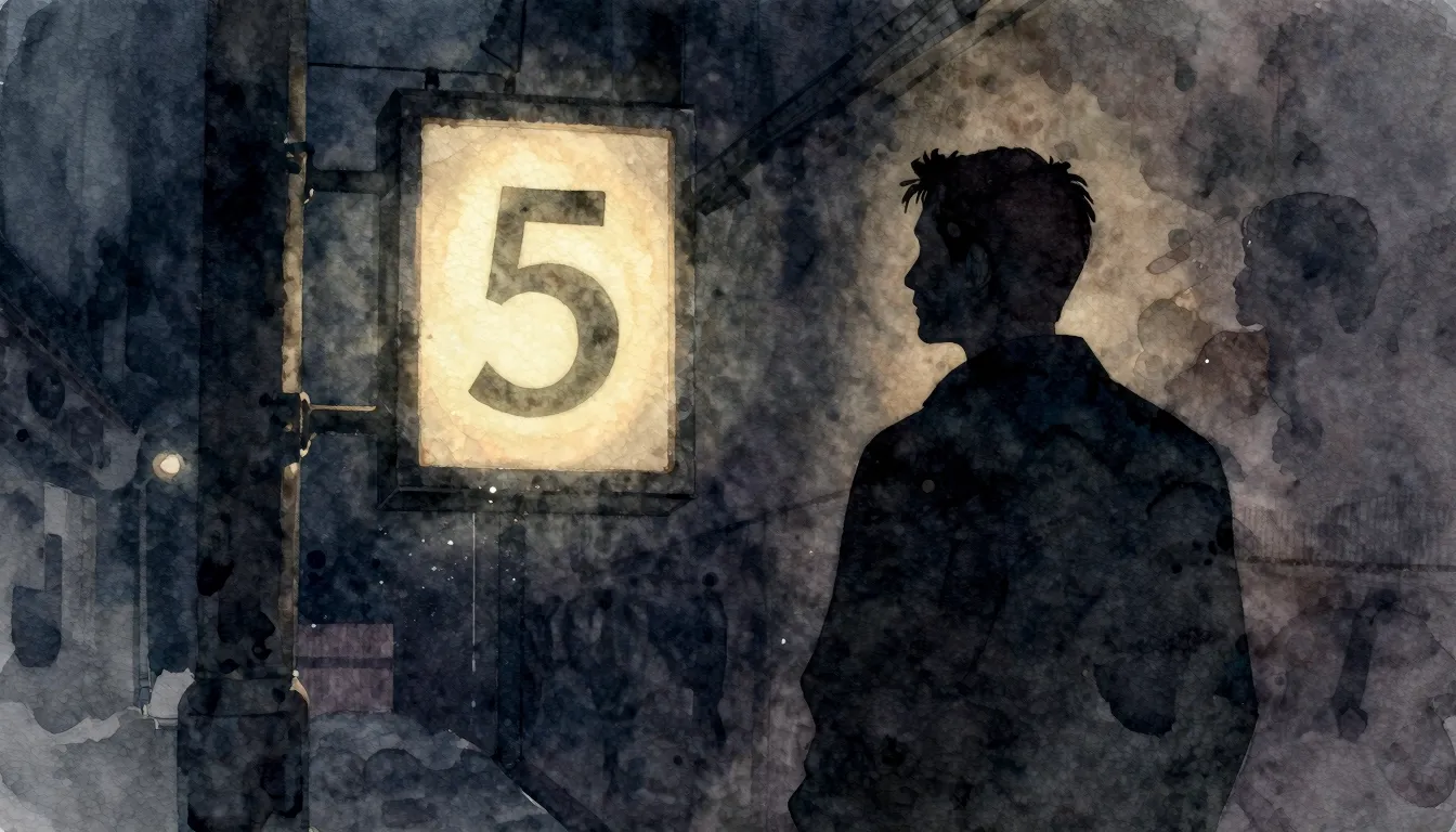 Watercolor style. A silhouette of a man looking at a glowing...
