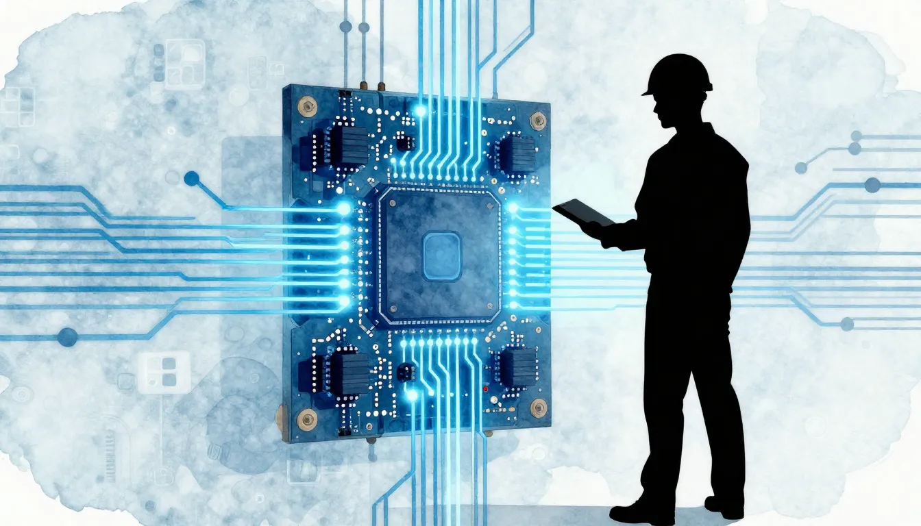 Watercolor style. Silhouette of a professional engineer stan...