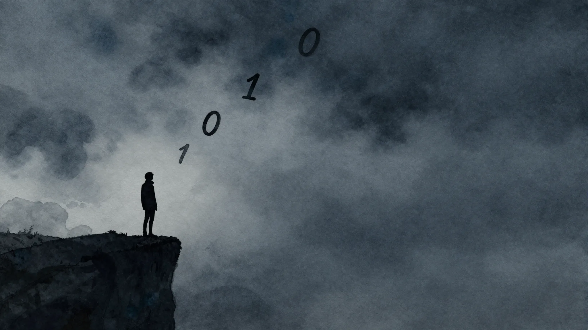 Watercolor style. Dark abstract background, silhouette of a ...