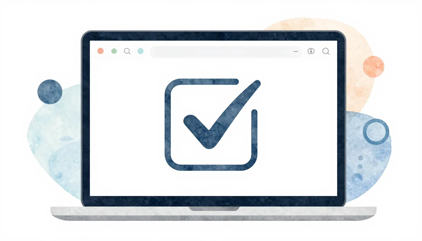 Watercolor style. A simple, modern laptop screen showing a c...