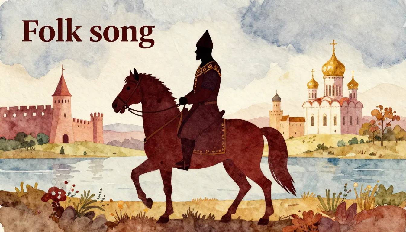 Vibrant watercolor style. "Folk song album cover. Stylized s...