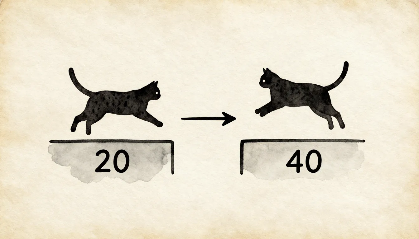 Watercolor style. A minimalist diagram showing a feline silh...