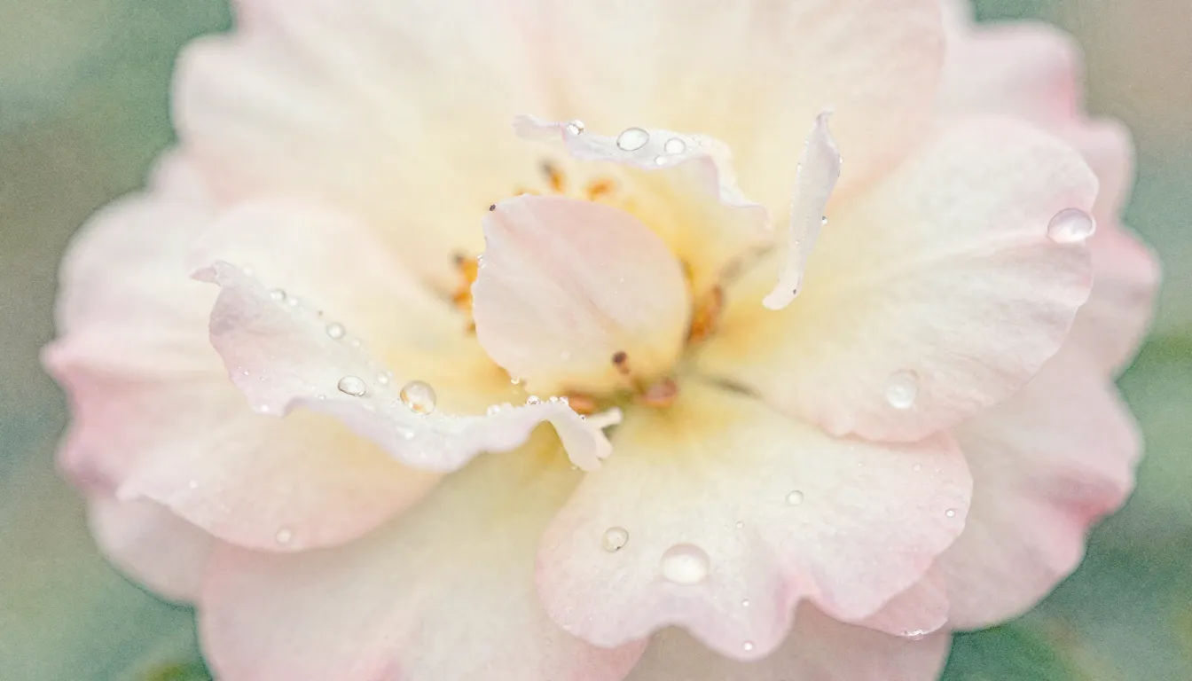 Watercolor style. Close-up of a delicate flower with dew dro...