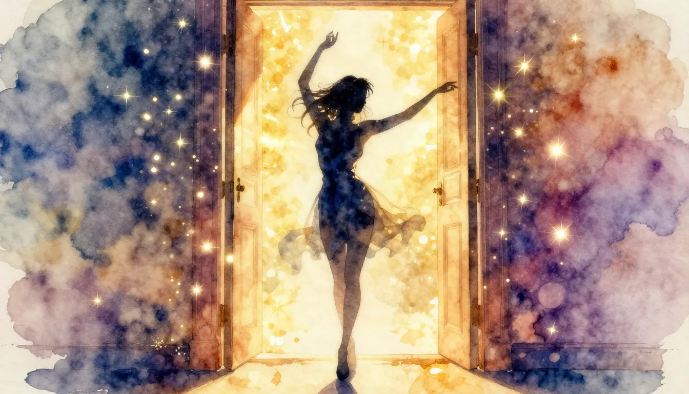 Watercolor style. A silhouette of a graceful woman standing ...