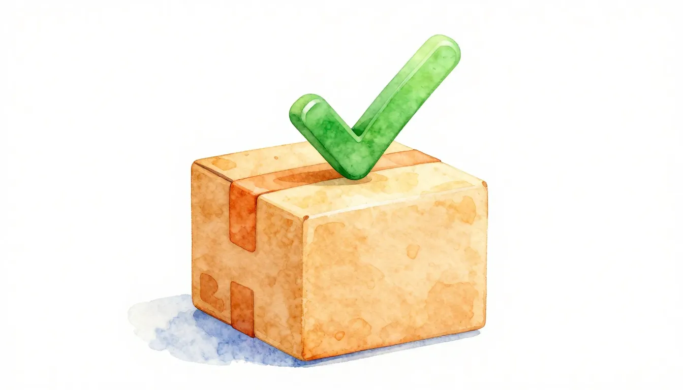 Watercolor style. A stylized 3D delivery box with a bright g...