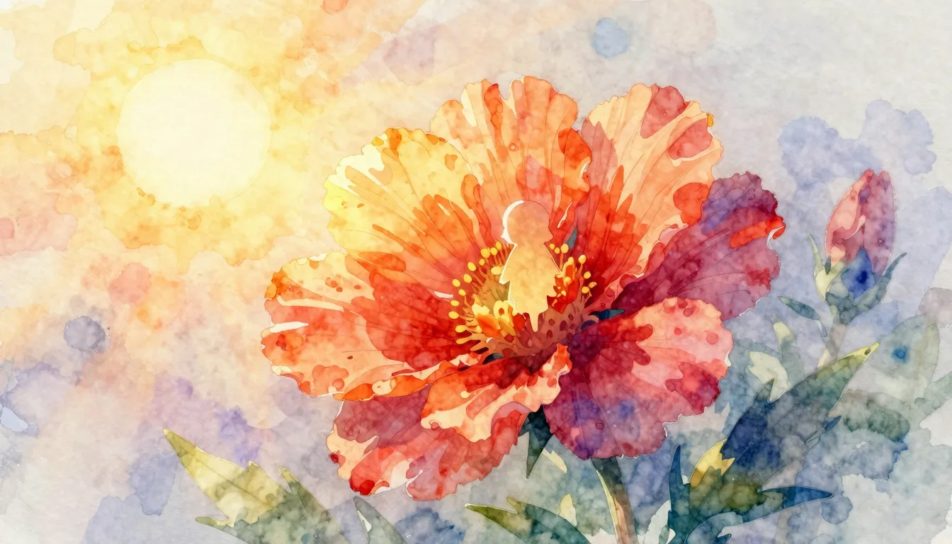 Vibrant watercolor style. A vibrant, blooming flower under a...