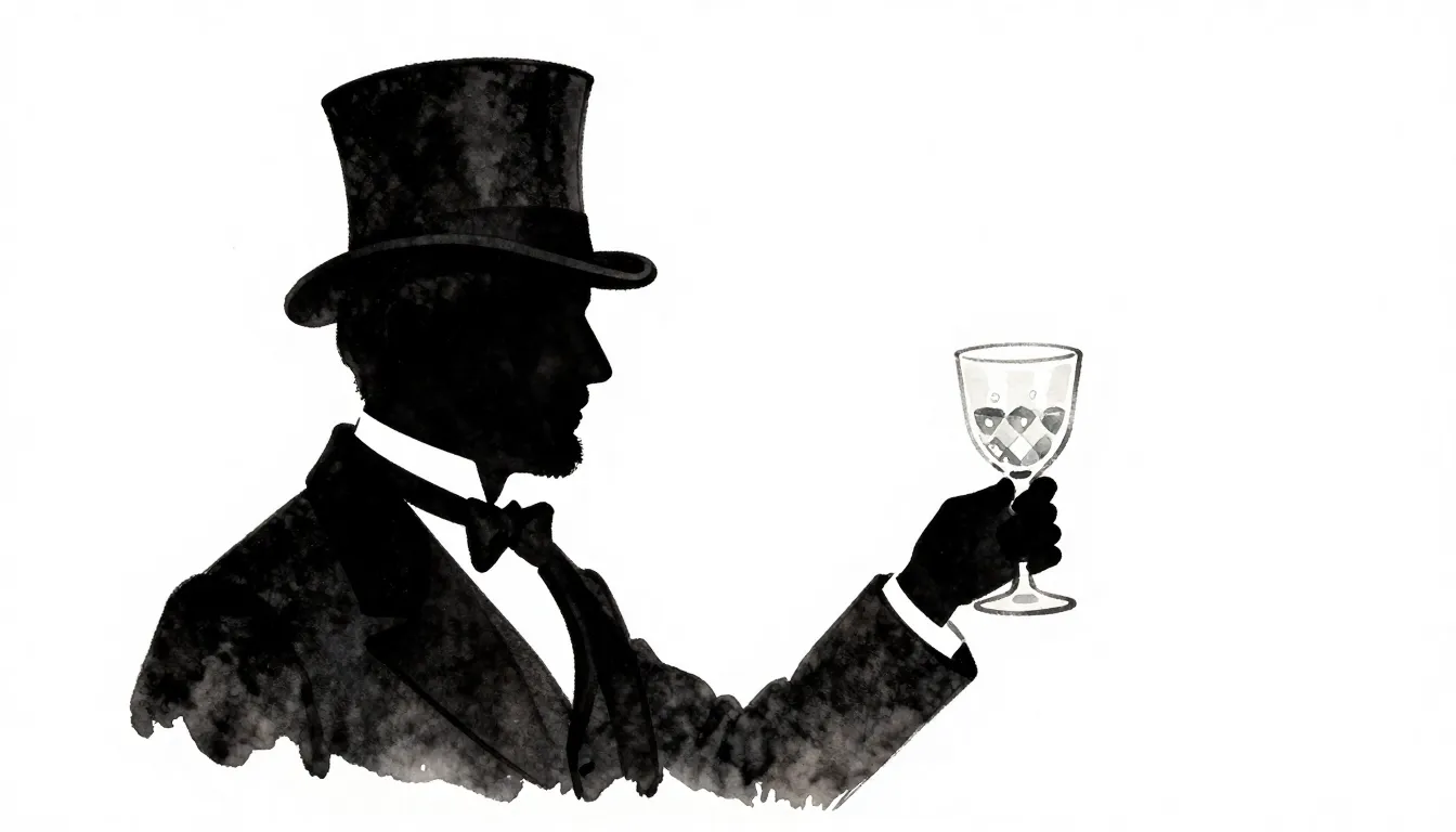 Watercolor style. Minimalist silhouette of a man in a top ha...