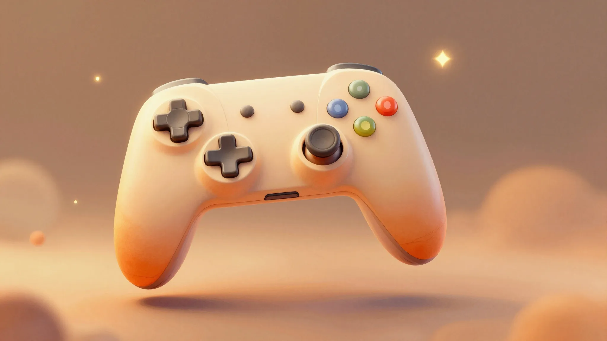 Watercolor style. Stylized 3D game controller floating in a ...