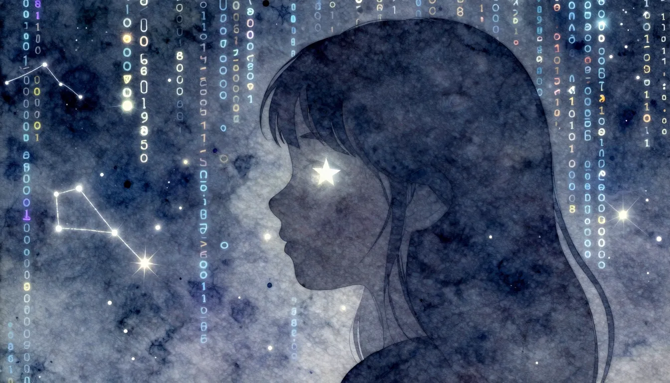 Watercolor style. A silhouette of a girl's profile against a...