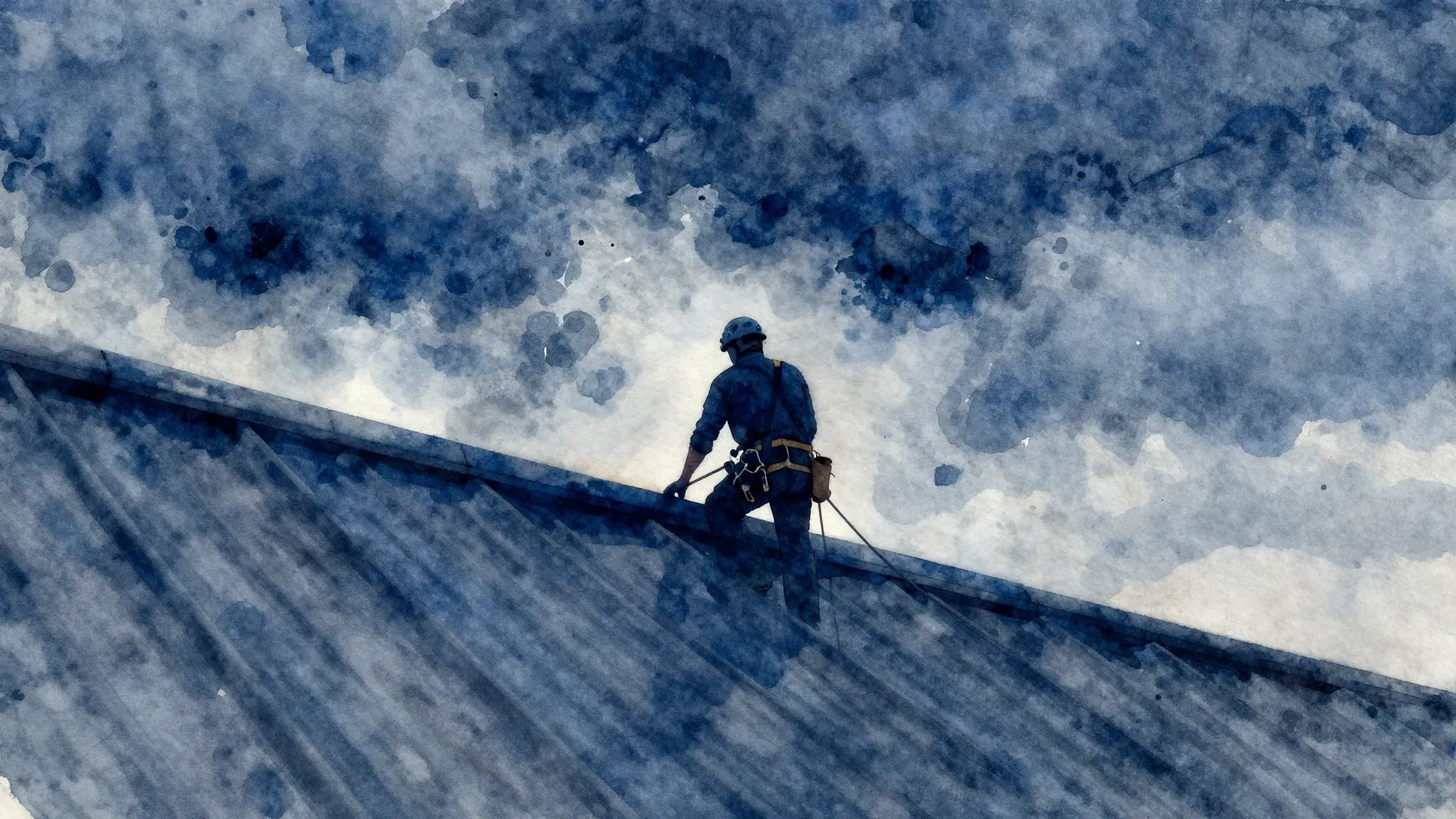 Vibrant watercolor style. Blues album cover, PVC roofing, st...