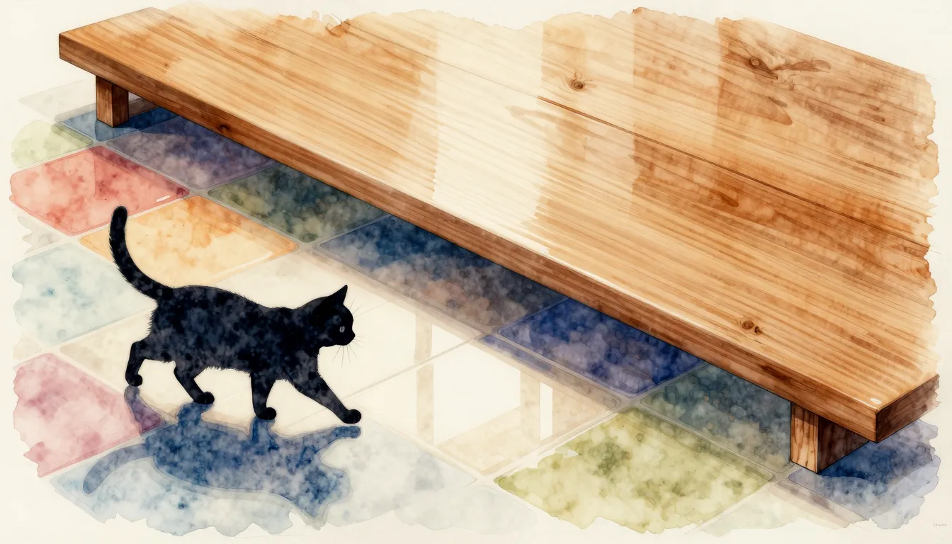 Watercolor style. Abstract 3D render of glossy wooden planks...