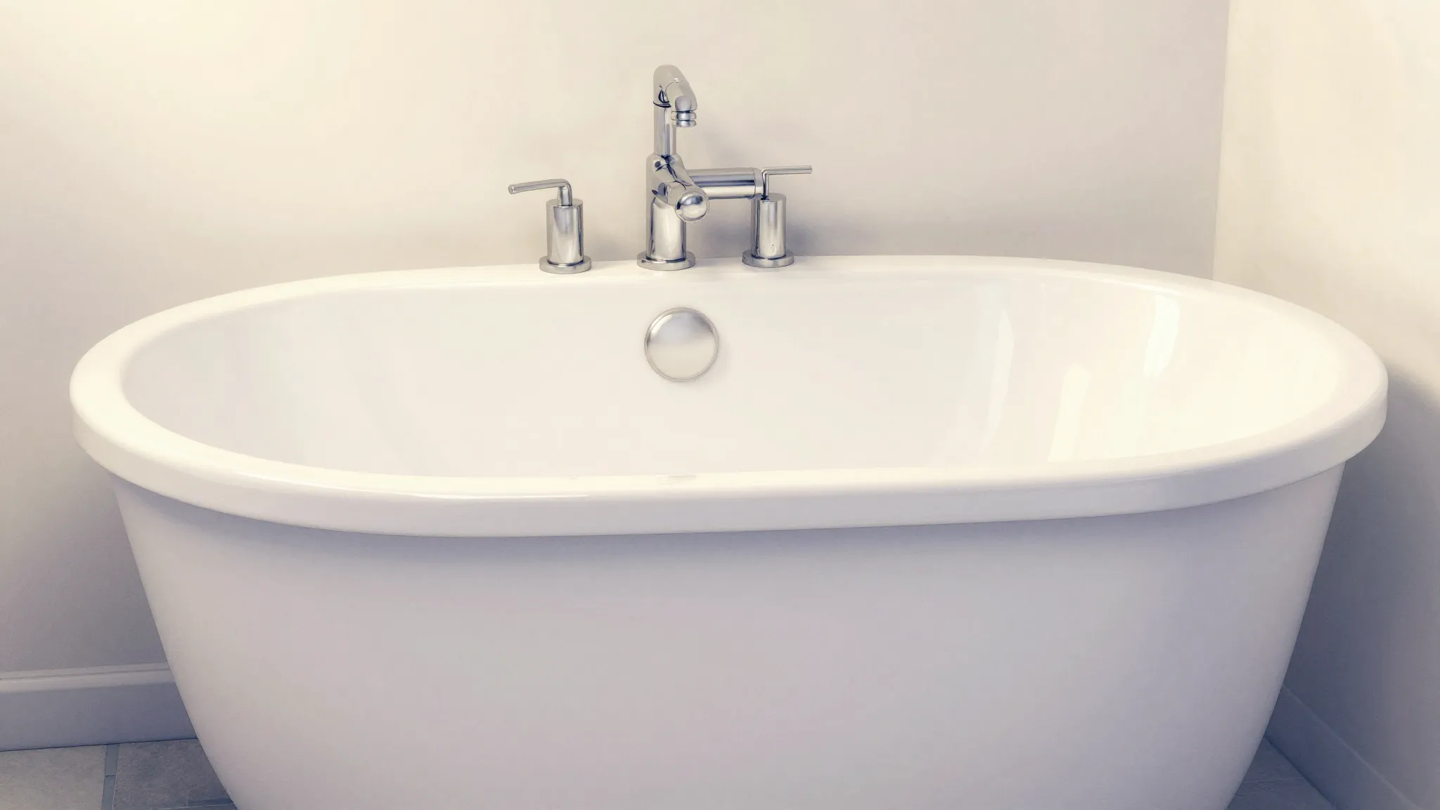 Watercolor style. A glowing, pristine white bathtub in a mod...