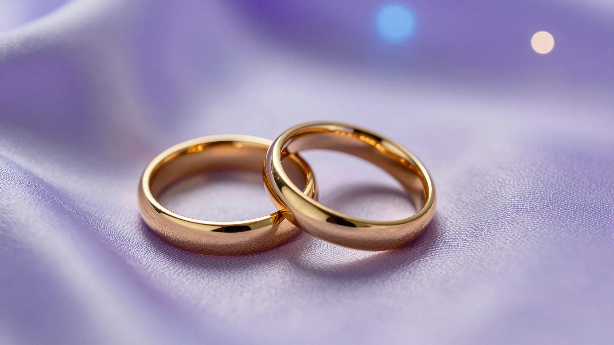 Watercolor style. Two golden wedding rings intertwined on a ...