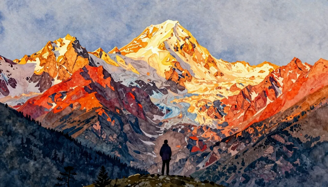 Vibrant watercolor style. Epic folk, Georgian-inspired, maje...