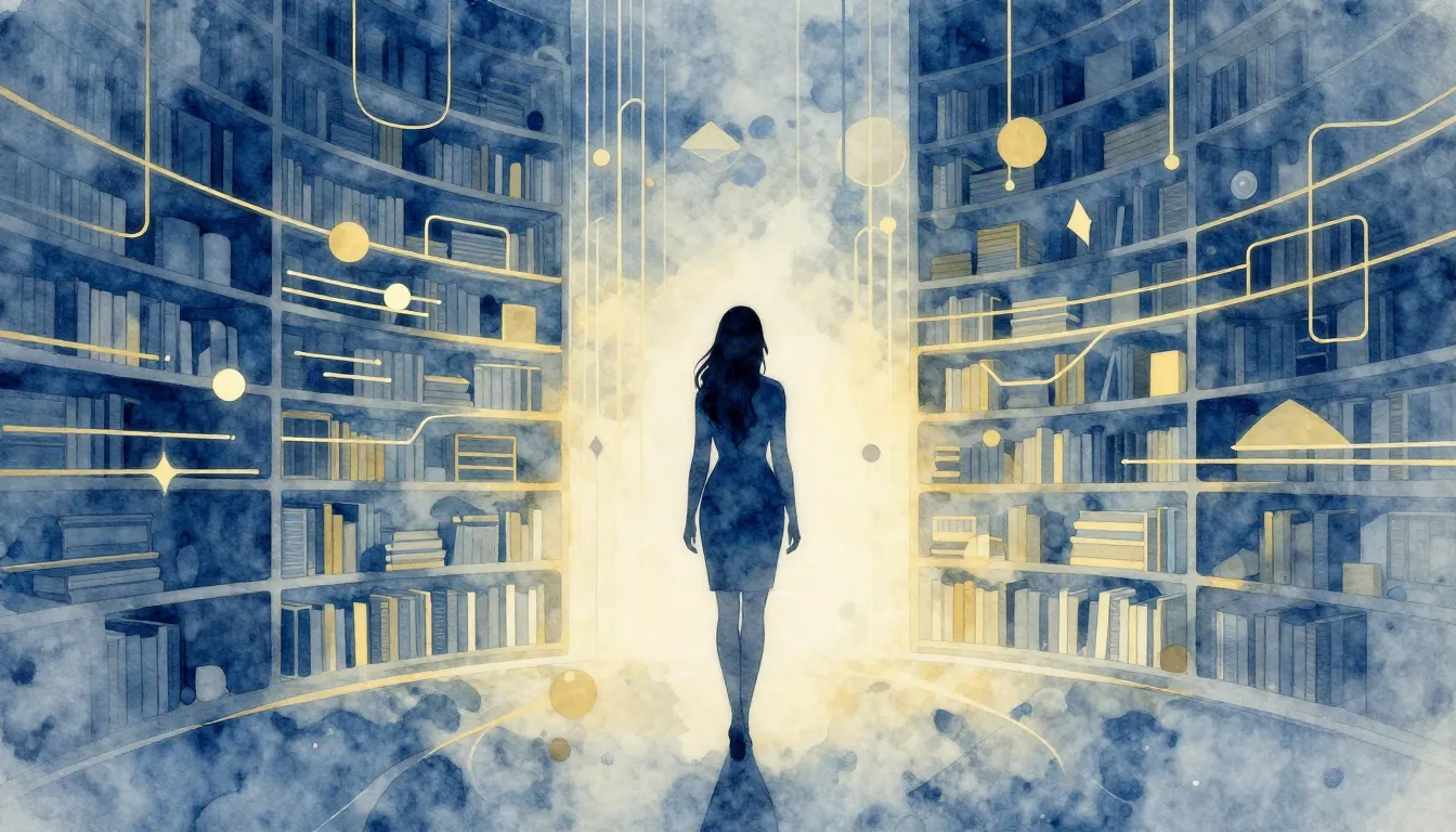 Watercolor style. Silhouette of a woman standing before a gl...