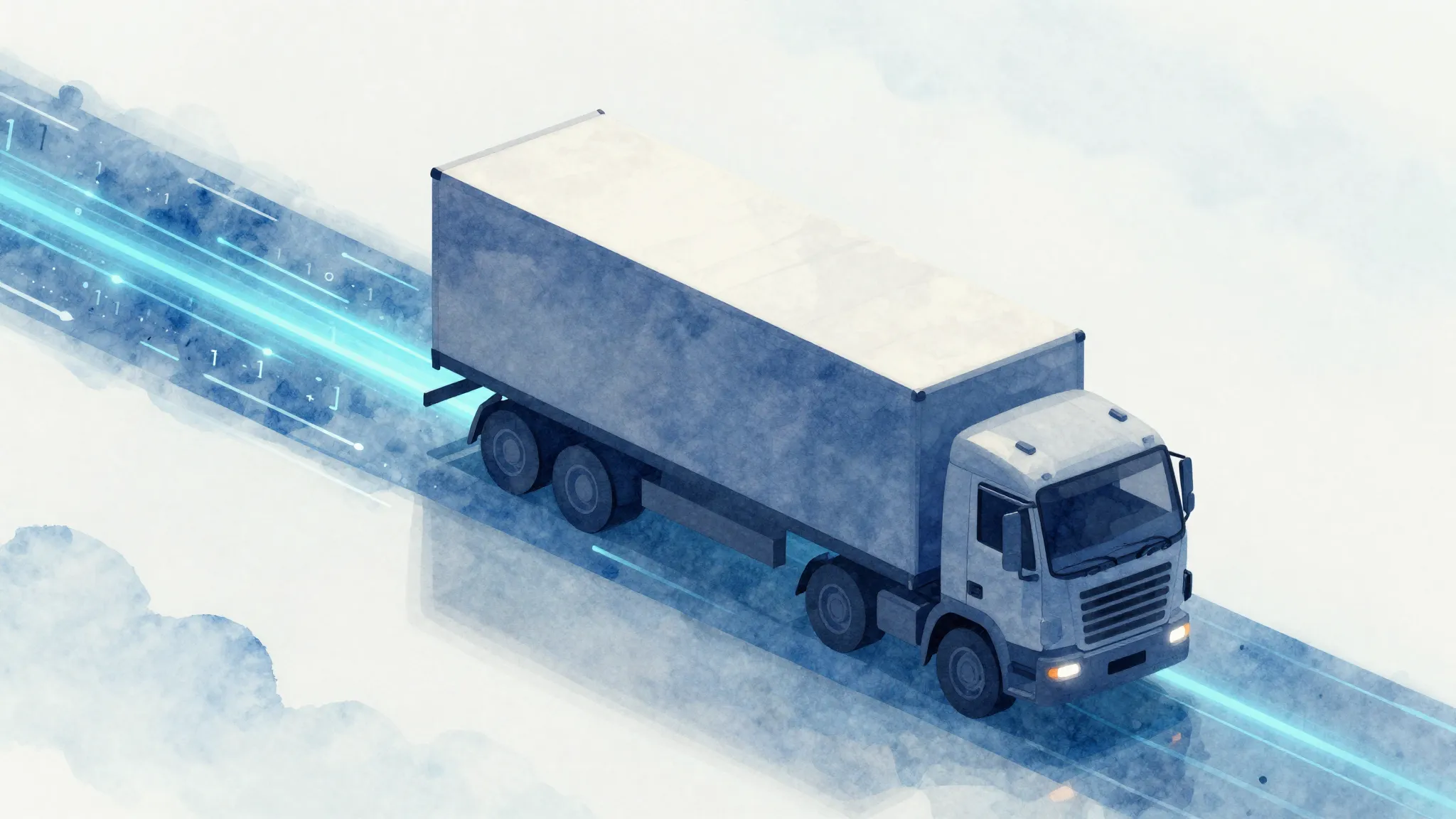 Watercolor style. Stylized digital logistics concept, a carg...