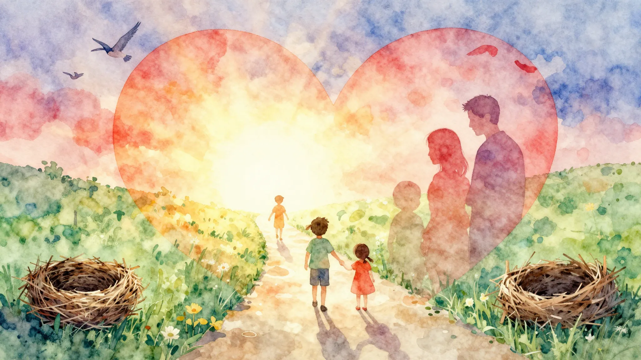 Vibrant watercolor style. A heartwarming, nostalgic album co...