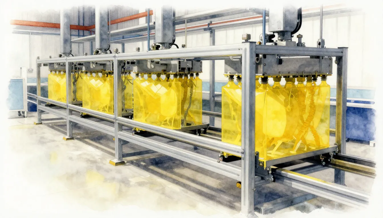 Watercolor style. Automated powder coating system, metal fra...