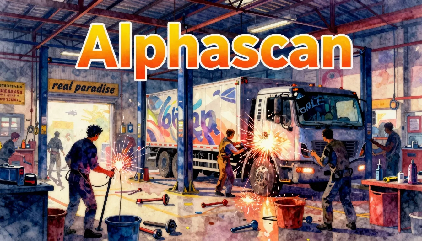 Vibrant watercolor style. Rap album cover for "Alphascan". A...