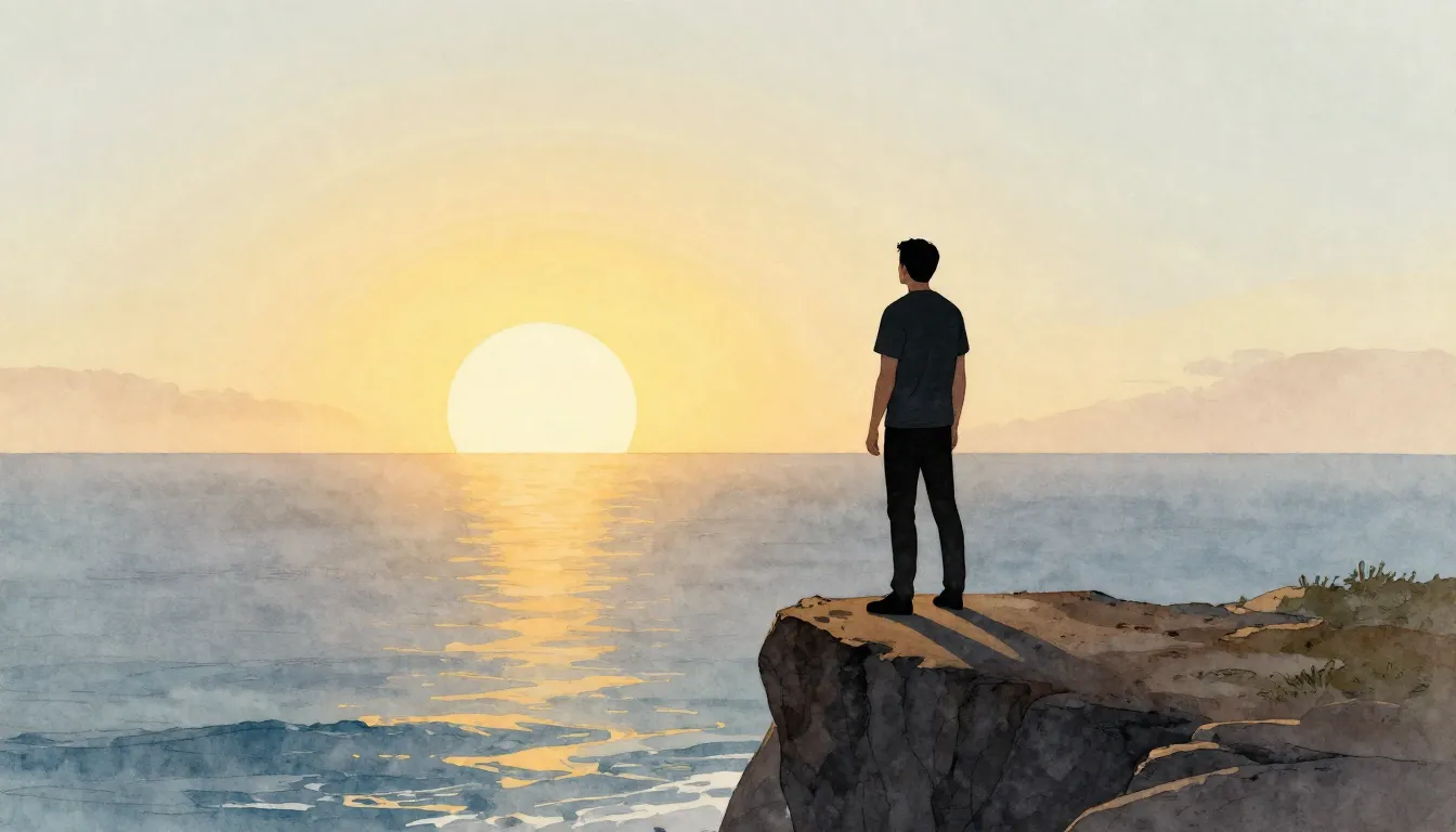 Watercolor style. Minimalist silhouette of a determined man ...