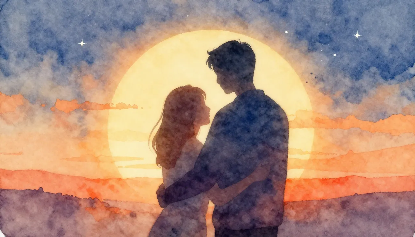 Vibrant watercolor style. A cozy, warm, and protective atmos...