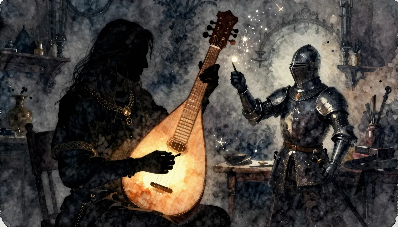 Watercolor style. Silhouette of an artist painting a glowing...