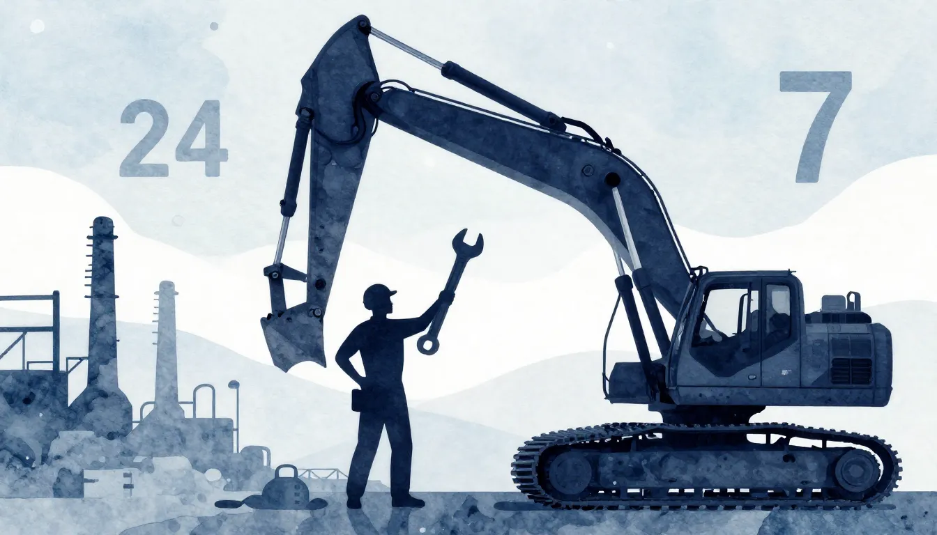 Watercolor style. Silhouette of a mechanic holding a huge wr...