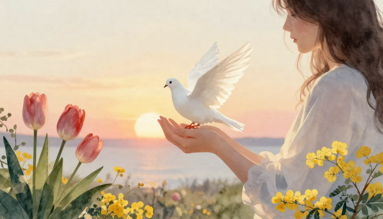 Watercolor style. Silhouette of a woman's hands holding a wh...