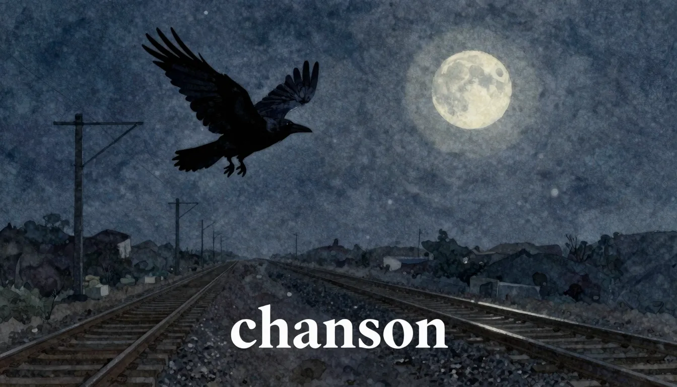 Vibrant watercolor style. Dark, melancholic, "chanson" album...
