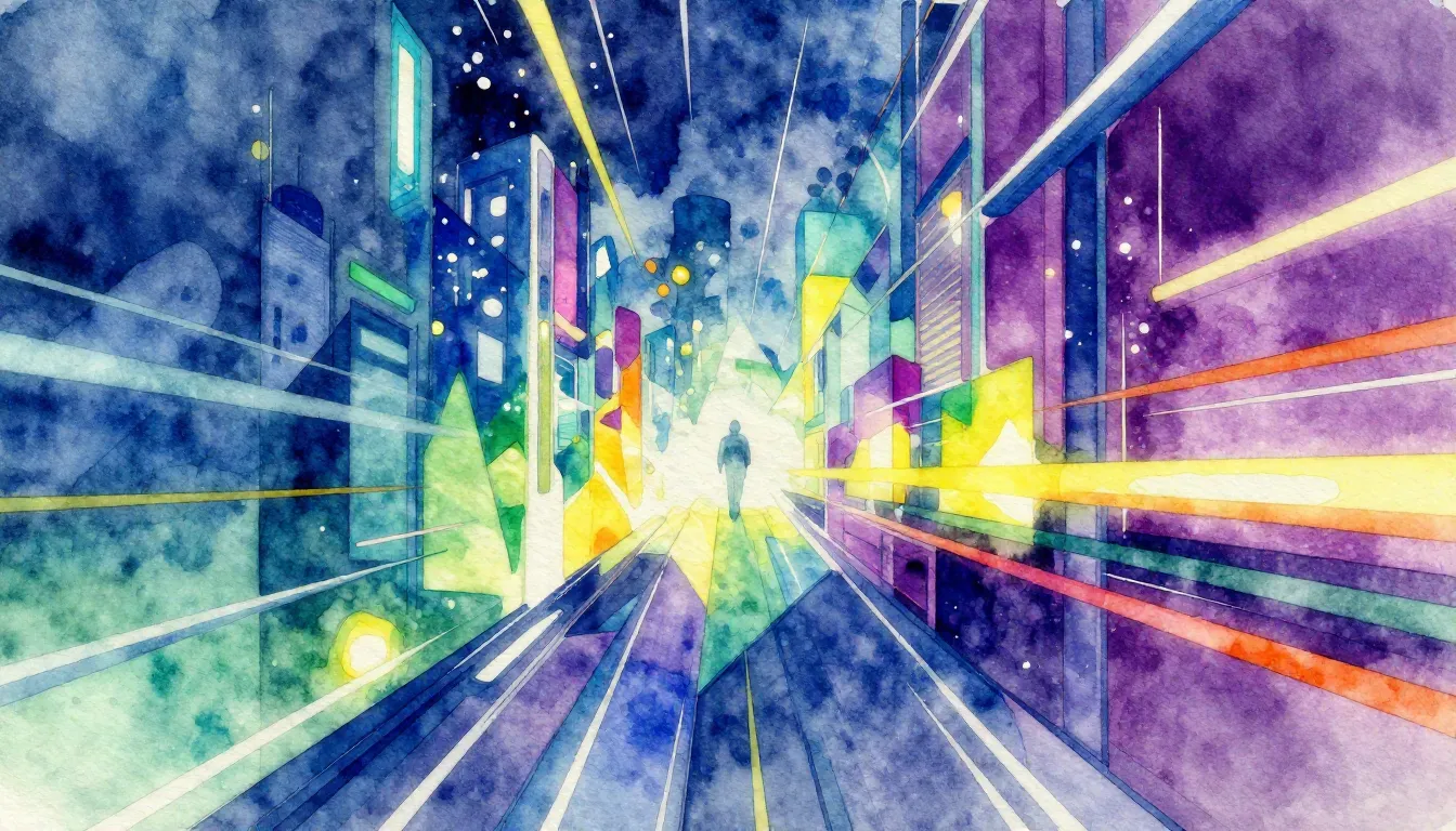 Vibrant watercolor style. Techno album cover: Abstract, vibr...