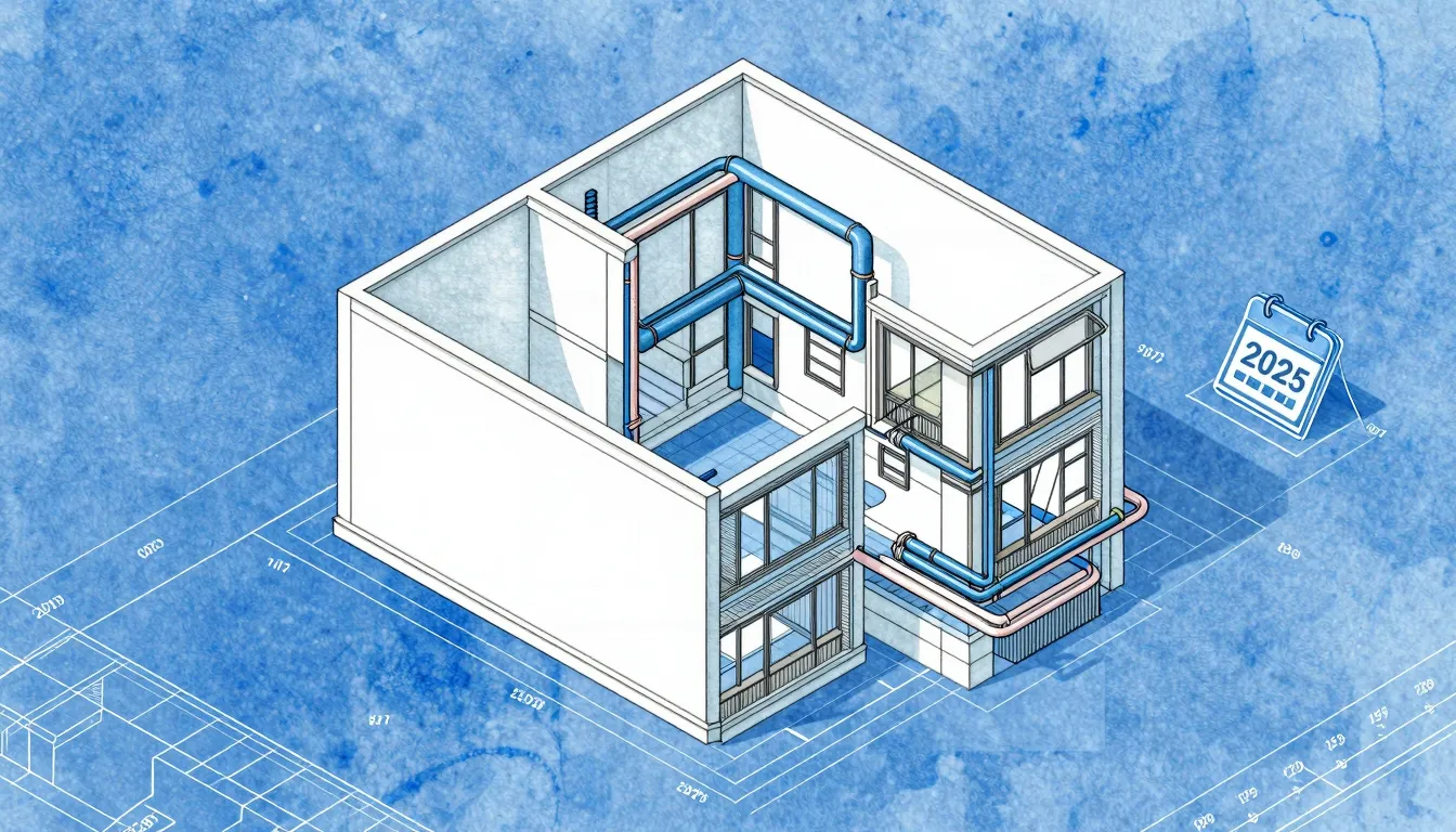 Watercolor style. A professional architectural blueprint of ...