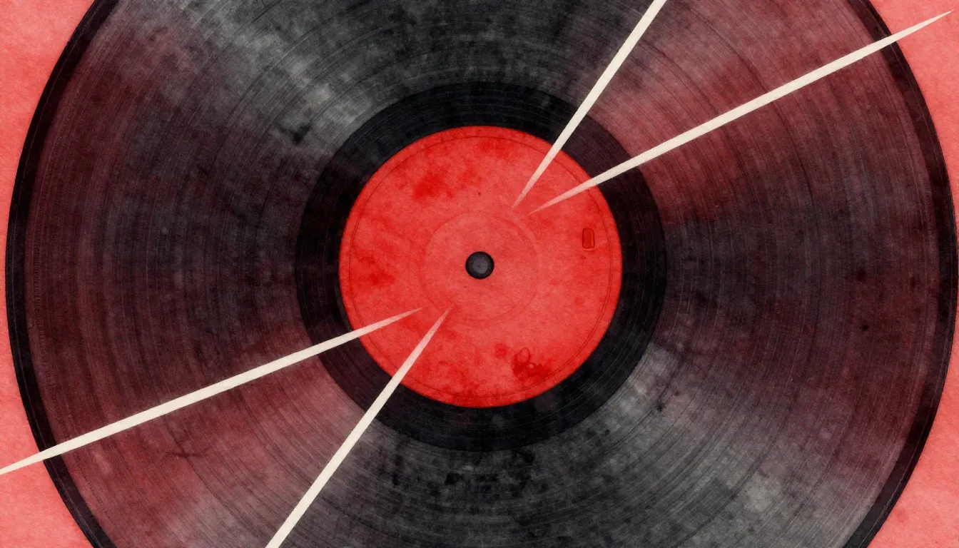 Watercolor style. Abstract circular vinyl record shape with ...