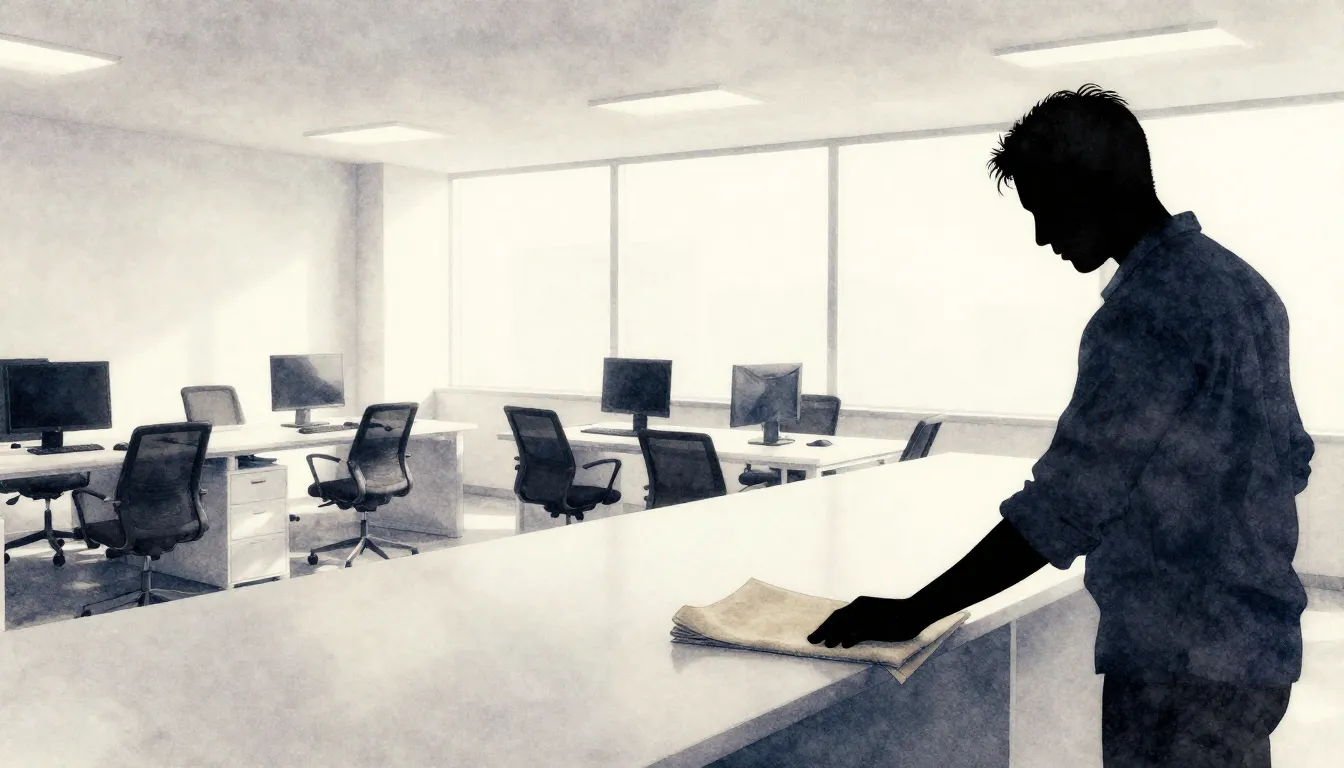 Watercolor style. Silhouette of a person tidying a modern of...