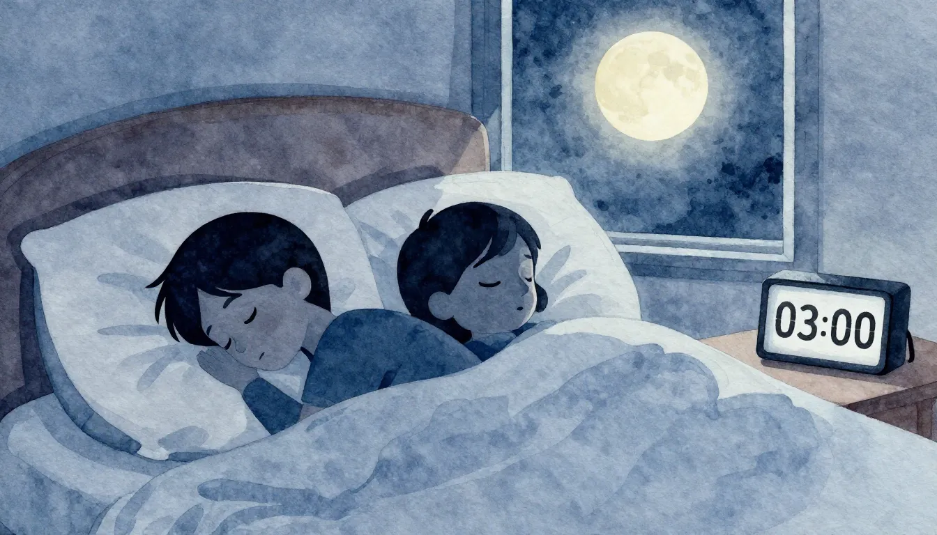 Watercolor style. Stylized silhouette of two people sleeping...