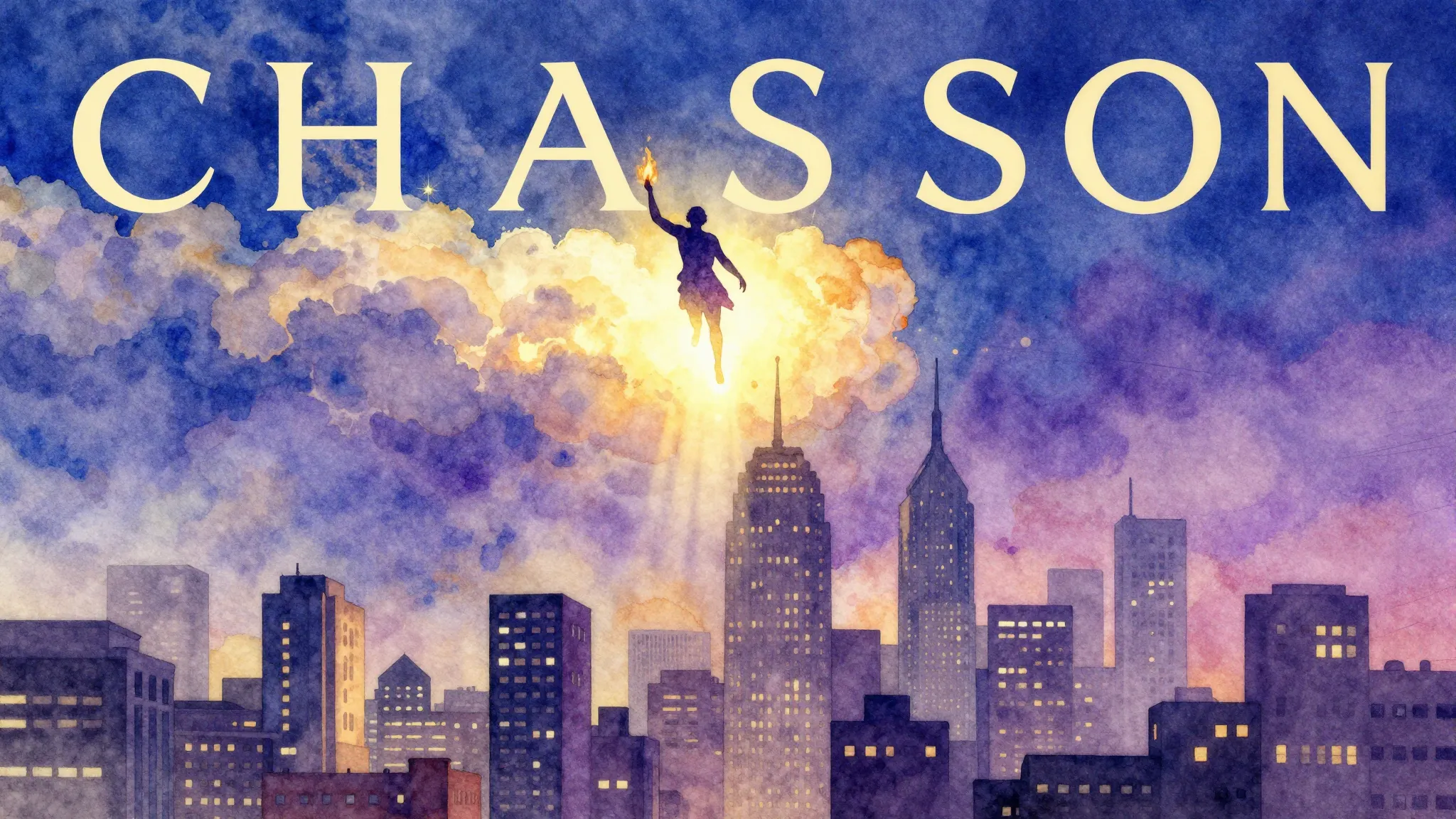 Vibrant watercolor style. Chanson album cover: Stylized silh...