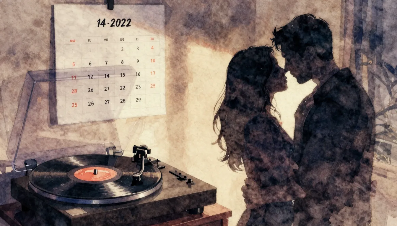 Watercolor style. Silhouette of a couple in a cozy room, vin...