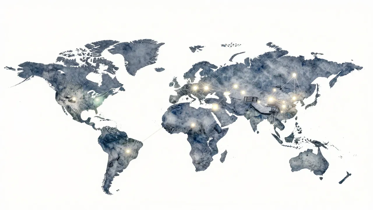 Watercolor style. Abstract industrial logistics and distribu...