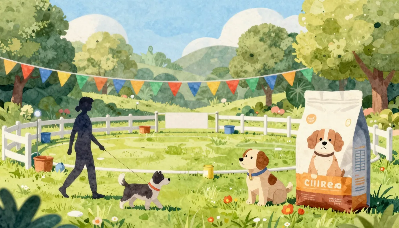 Watercolor style. A bright 3d illustration of a summer dog s...