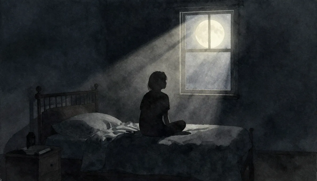 Watercolor style. Silhouette of a person sitting on the edge...