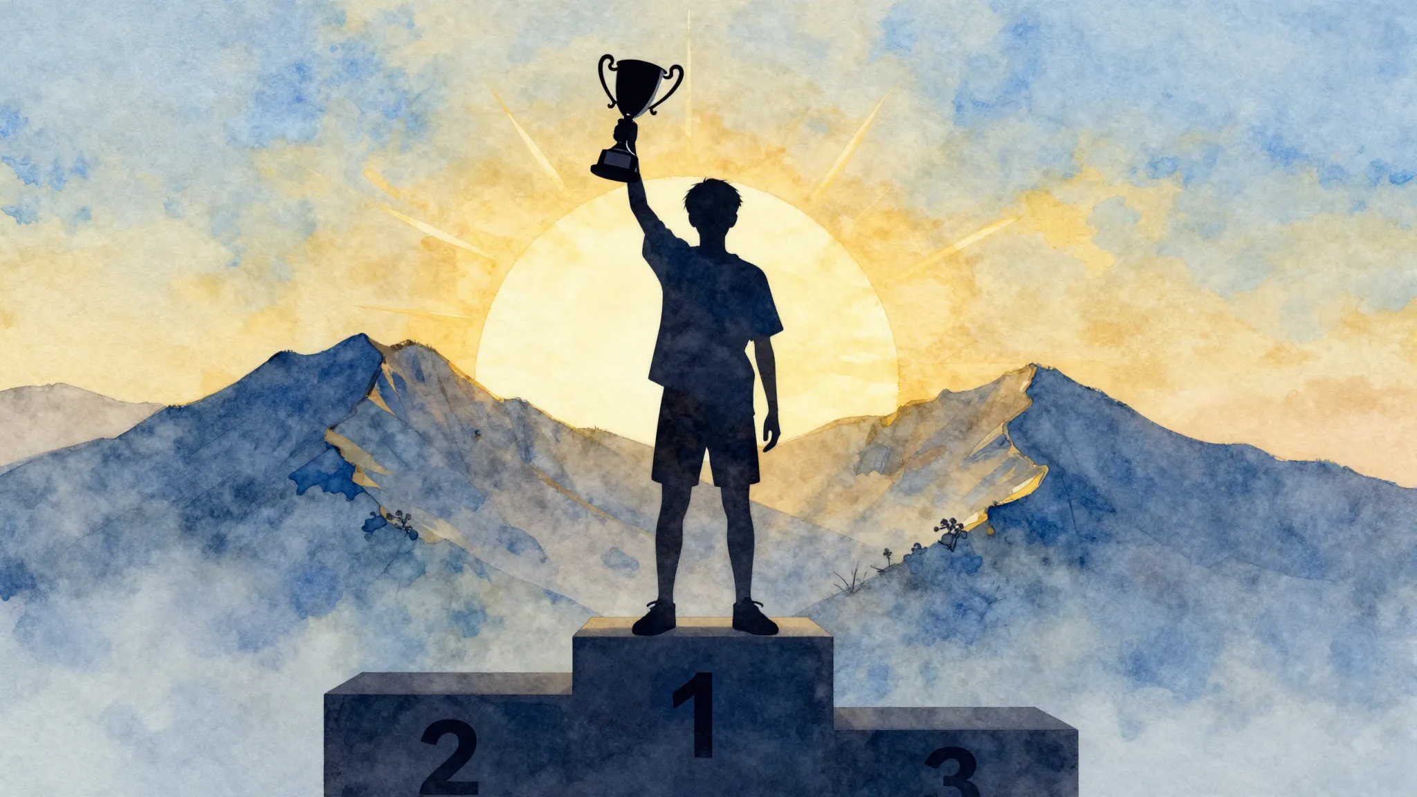 Watercolor style. Silhouette of a teenage boy standing on a ...