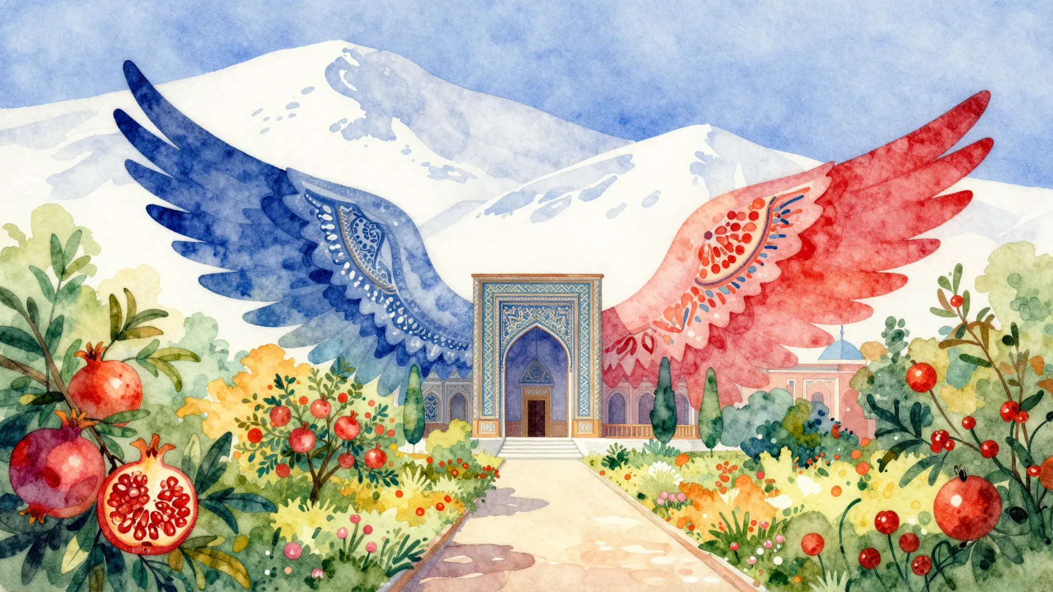 Vibrant watercolor style. A classical music album cover depi...