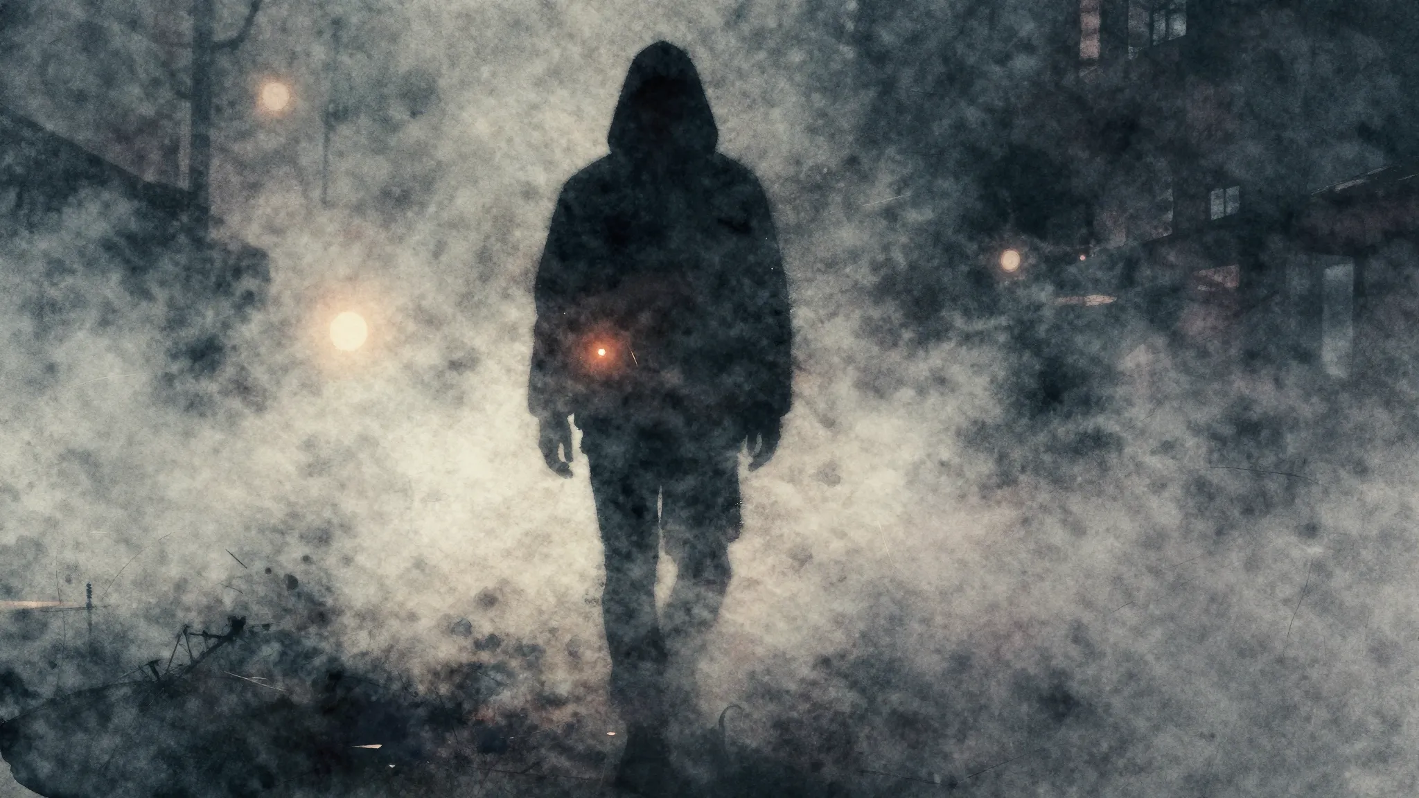 Vibrant watercolor style. Dark, atmospheric hip-hop album co...