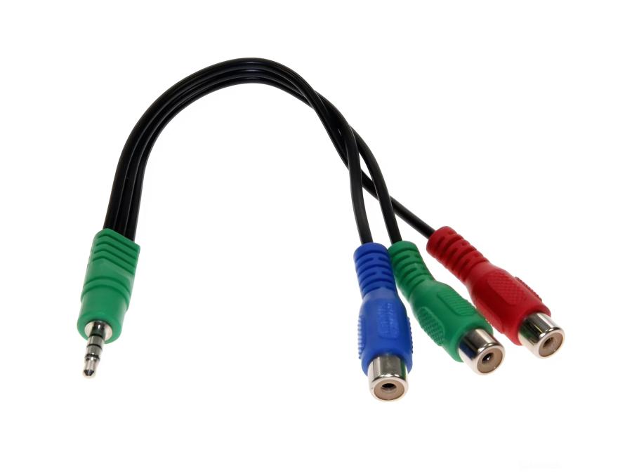 RCA video cable  MiniJack 3.5 (M)  - 3xRCA (F) 0.2M #1