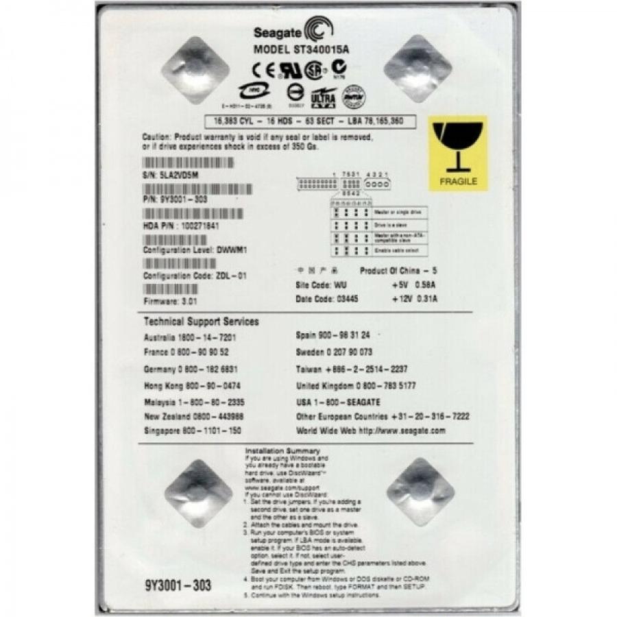 HDD 3.5" IDE SEAGATE ST340015A #1