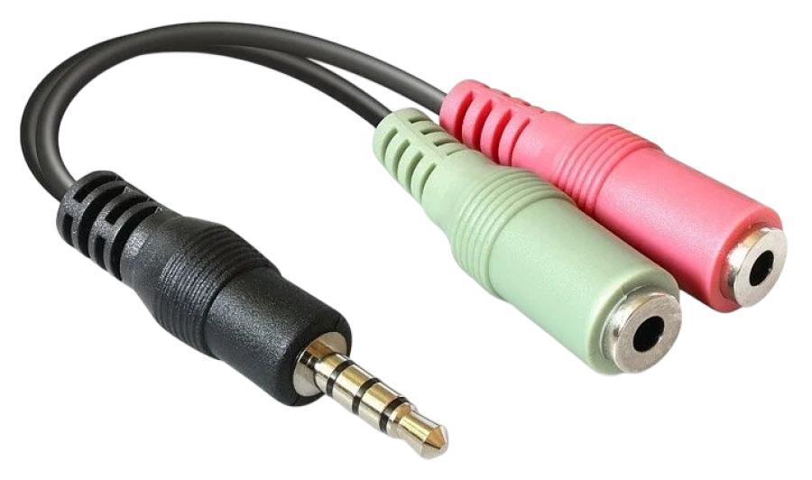 Кабель интерфейсный  2x MiniJack 3.5 3Pin (F) - MiniJack 3.5 4Pin (M) #1