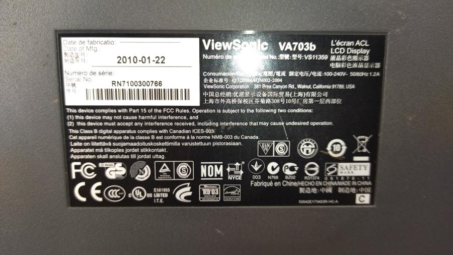 165-083-001 Монитор ЖК VIEWSONIC VA703b-8 #6